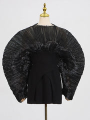 Pleated sleeve mini dress on mannequin