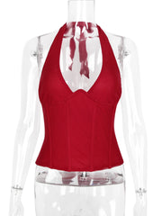 Plunge Halter Corset Top