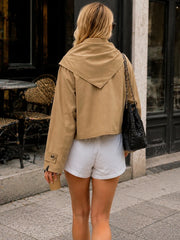 Scarf collar cropped jacket back view