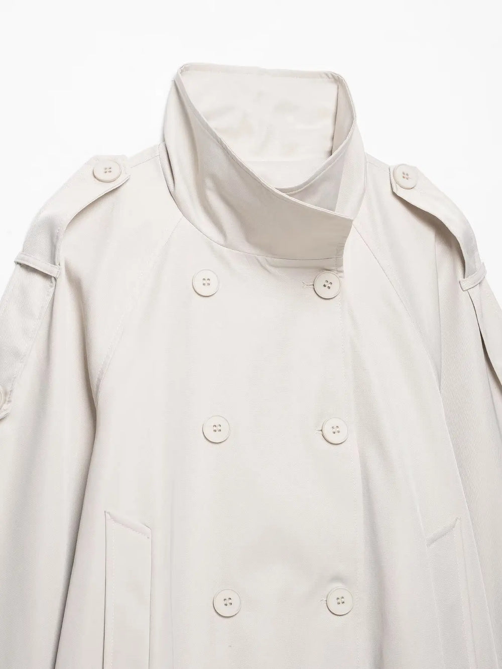 Double Breasted High Neck Coat Detail