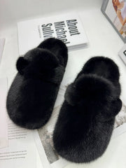 Mink Fur Flat Slipper Shoes