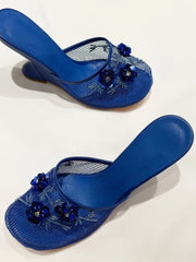 Embellished Mesh Wedge Mule Shoes