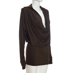 Cowl Neck Long Sleeve Mini Dress