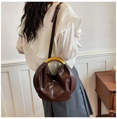Metal Handle Soft PU Dumpling Shoulder Bag