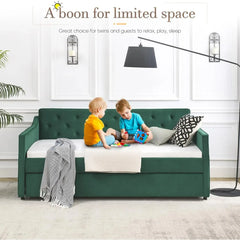 Pull-Out Frame No Box Spring Needed, Fabric Upholstered Twin DayBed