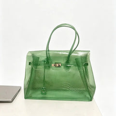 Crocodile Embossed Jelly Transparent Tote Bag