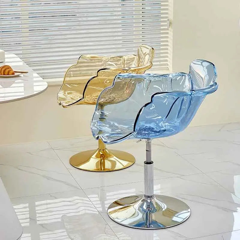 Nordic Furniture Transparent Petal Chair Elevating Leisure Seat Creative Dining Chairs Bedroom Dressing Stool Backrest Armchair Golden Atelier