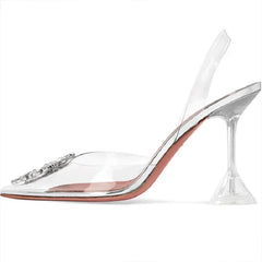 Pointed Toe Crystal Diamond Transparent Pumps Shoes