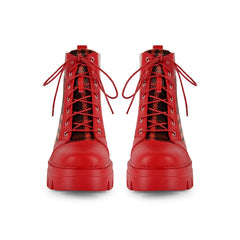 Plaid Platform Block Heel Boots