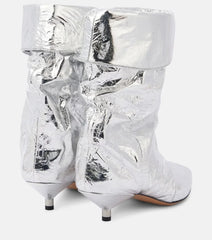 Pointed Toe Wrinkled Ankle Boots