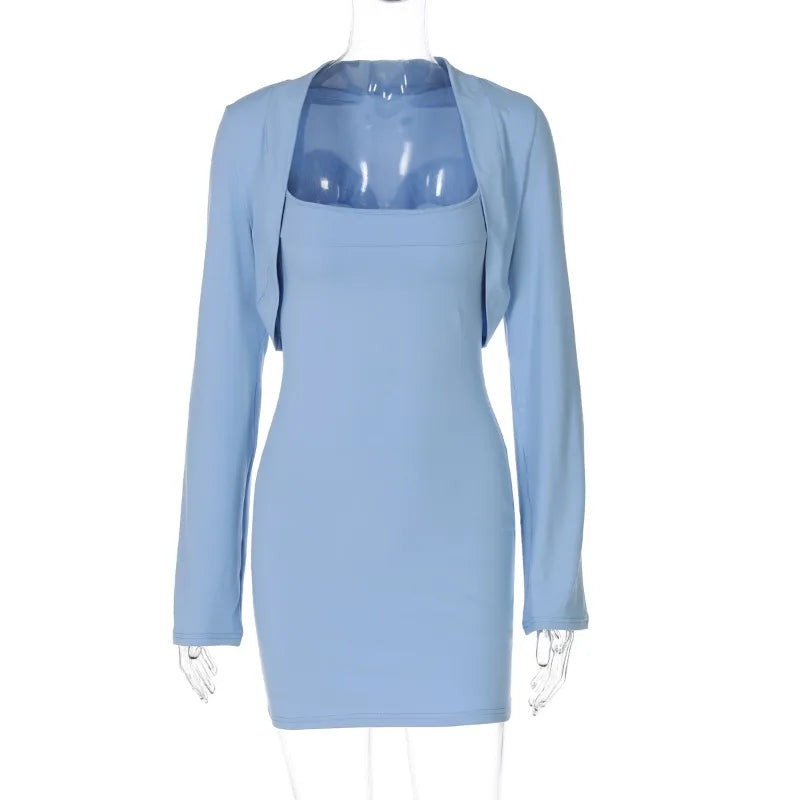 Light blue dress set on a mannequin 