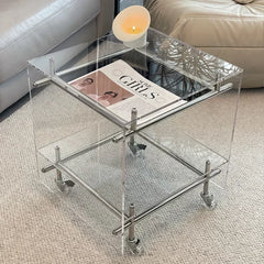 Acrylic Glass Storage Cabinet Trolley with Wheels