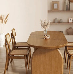 Oval Solid Wood Small Sized Dining Tables and Chairs