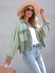 Women Long Sleeve Patchwork Outwear Loose Jackets