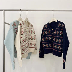 Long Sleeve Round Neck Patterned Sweater