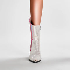 Lightning Crystal Embellished Pointed Toe Boots