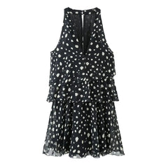 Polka dot v-neck sleeveless mini dress