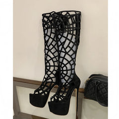 Platform Stiletto Cage Boots