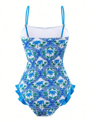 Printed Palm Tree One Piece Swimsuit