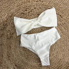 Bow Front High Waist Bikini Bathing Suit Set