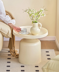 Scandinavian Small Cream Style Round Coffee Table