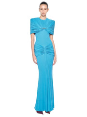 Draped detail maxi dress in blue