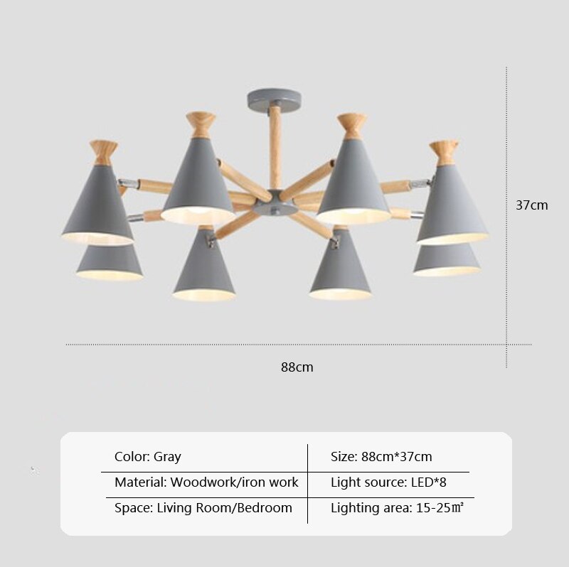 LED Cone Wood Indoor Home Decor Iron Sconces Lights