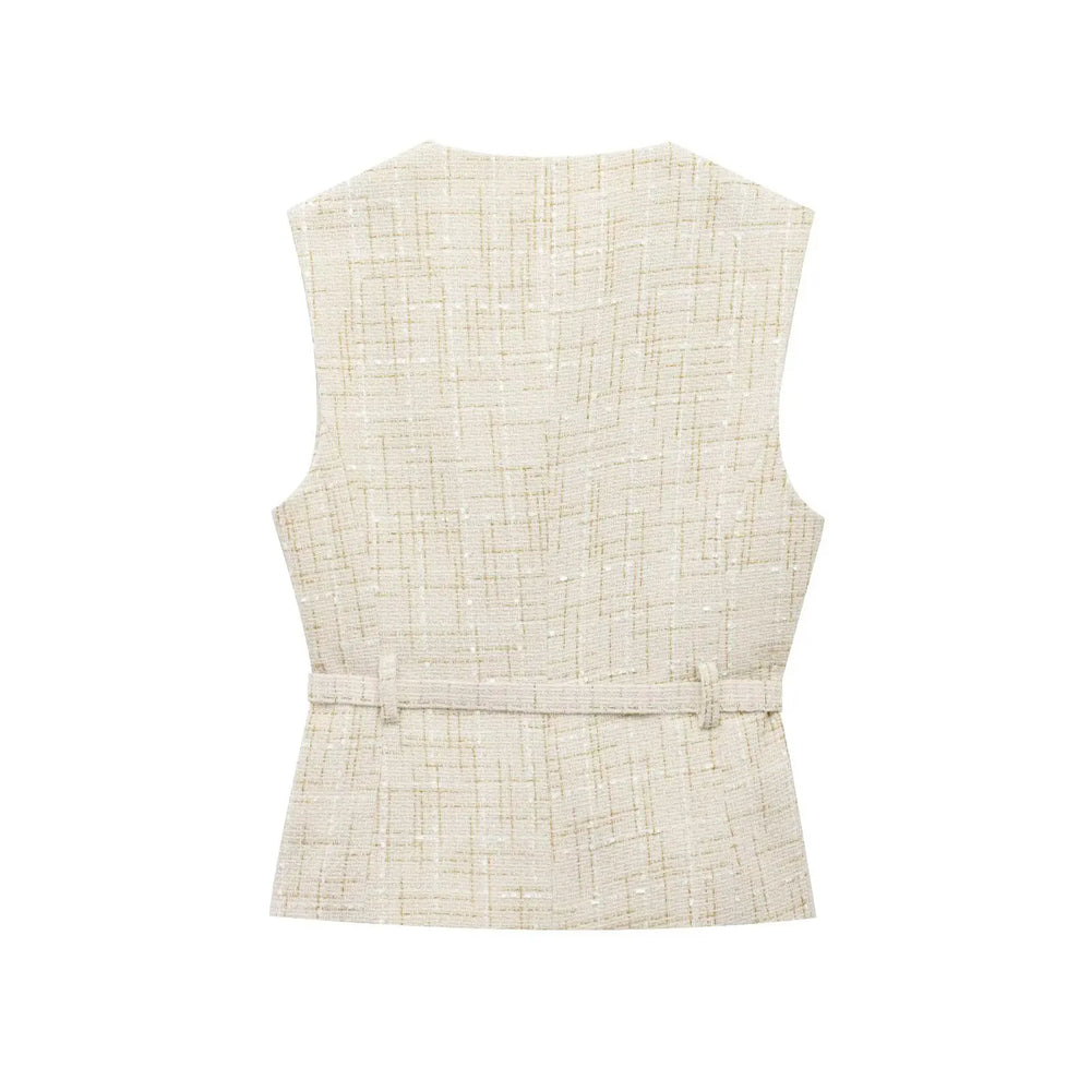 Beige checkered vest on a white background