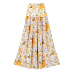 Balloon Sleeve Square Neck Cutout Bodysuit and Print Maxi Skirt Set