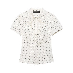 Pleated Hollow Out Front Tie Short Sleeve Top