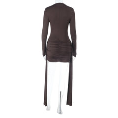 Mock Neck Long Sleeve Ruched Dress