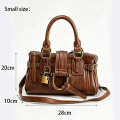 Structured Rivet Lock Shoulder Bag