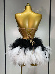 Strapless Sequin Feather Mini Dress