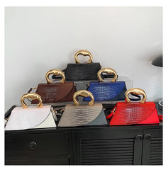 Alligator Textured Top Handle Bag