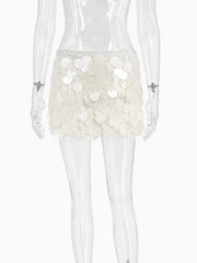 Sequined Beaded A-Line Mini Skirt