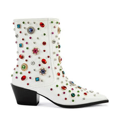 Embroidered Pointed Toe Boots