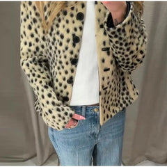 Faux Fur Spotted Print Jacket