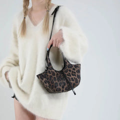 Faux Leather Short Handle Leopard Crossbody Bag