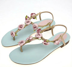 Floral Thong Slingback Flat Sandals