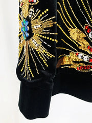 Velvet Beaded Sequin Sunburst Hoodie