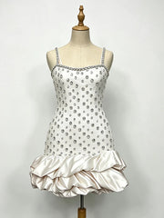 Embellished Puff Hem Strapless Mini Dress
