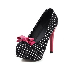 Polka Dot Bow Platform Heels