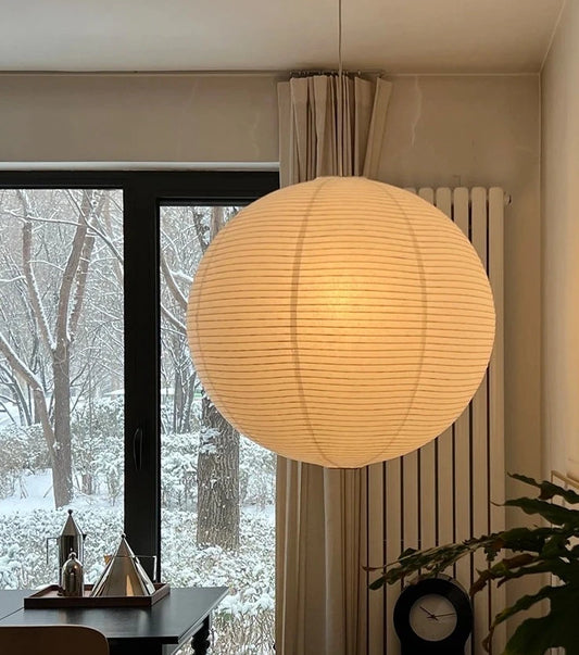 White Paper Wabi Sabi Lantern Cord Pendant Lamp