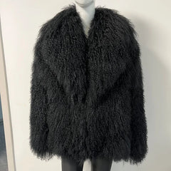 sculpted texture women’s fur coat