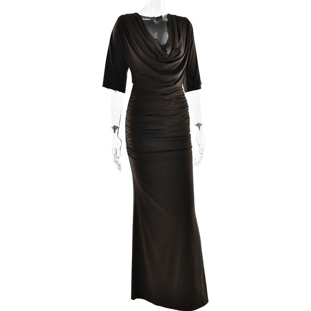 Black evening gown on a white background