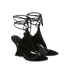 Thong Wedge Lace Up Sandal