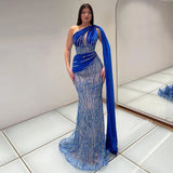 Mermaid One Shoulder Beaded Gowns For Women