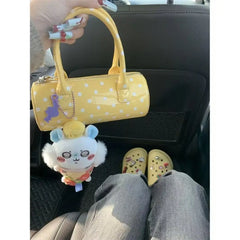 Polka Dot Cylinder Top Handle Bag