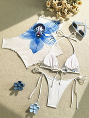Sheer Orchid Print Beach Cover-up Swimwear