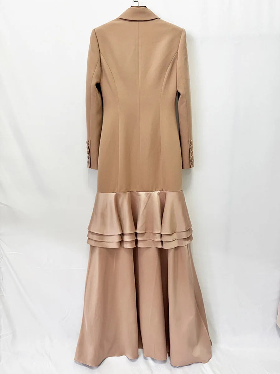 Back of lapel collar ruffled dress